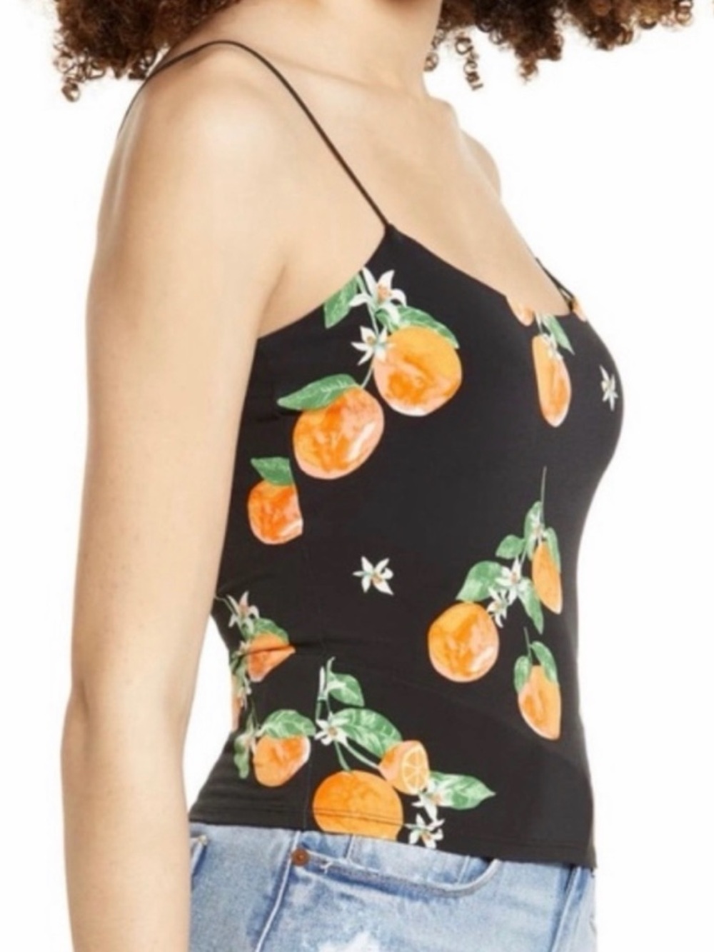LEITH spaghetti strap tank top orange blossom / black XXS